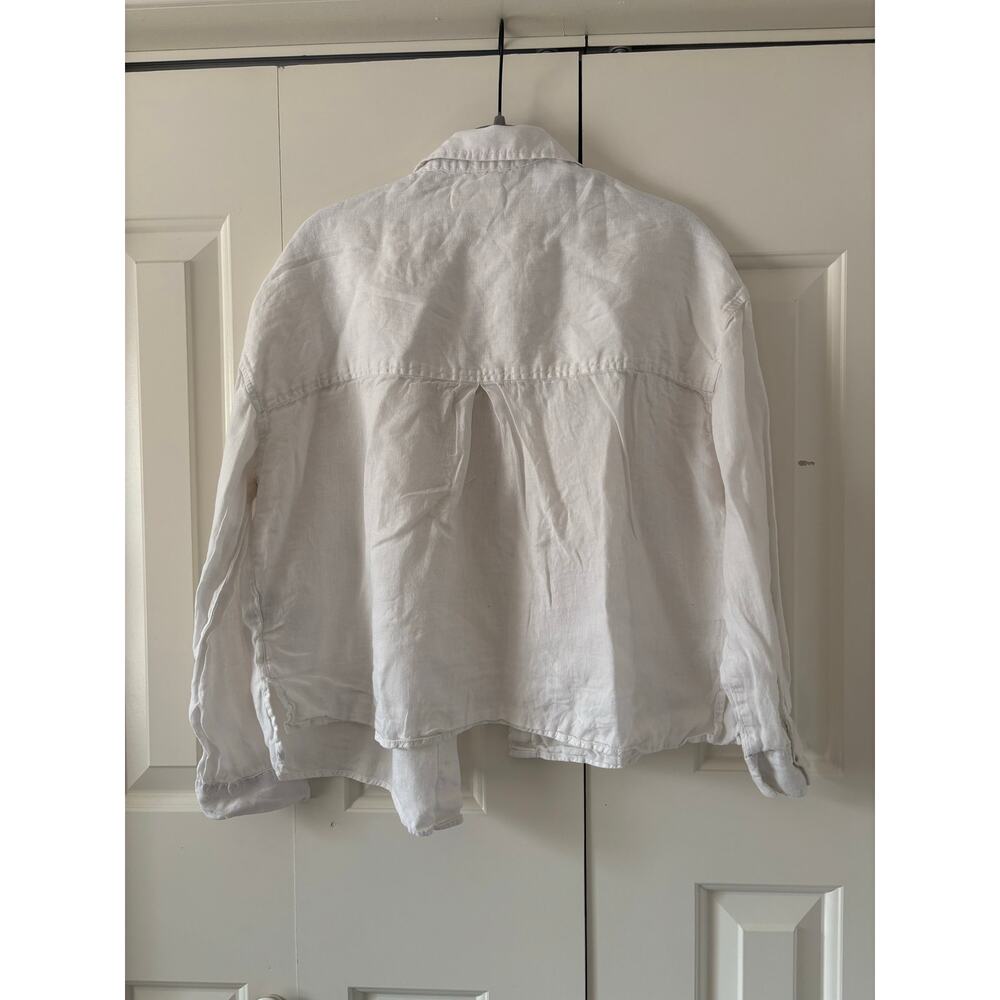 Cynthia Rowley White 100% Linen Button Up Shirt Women Small Long Sleeve Top - Picture 6 of 6